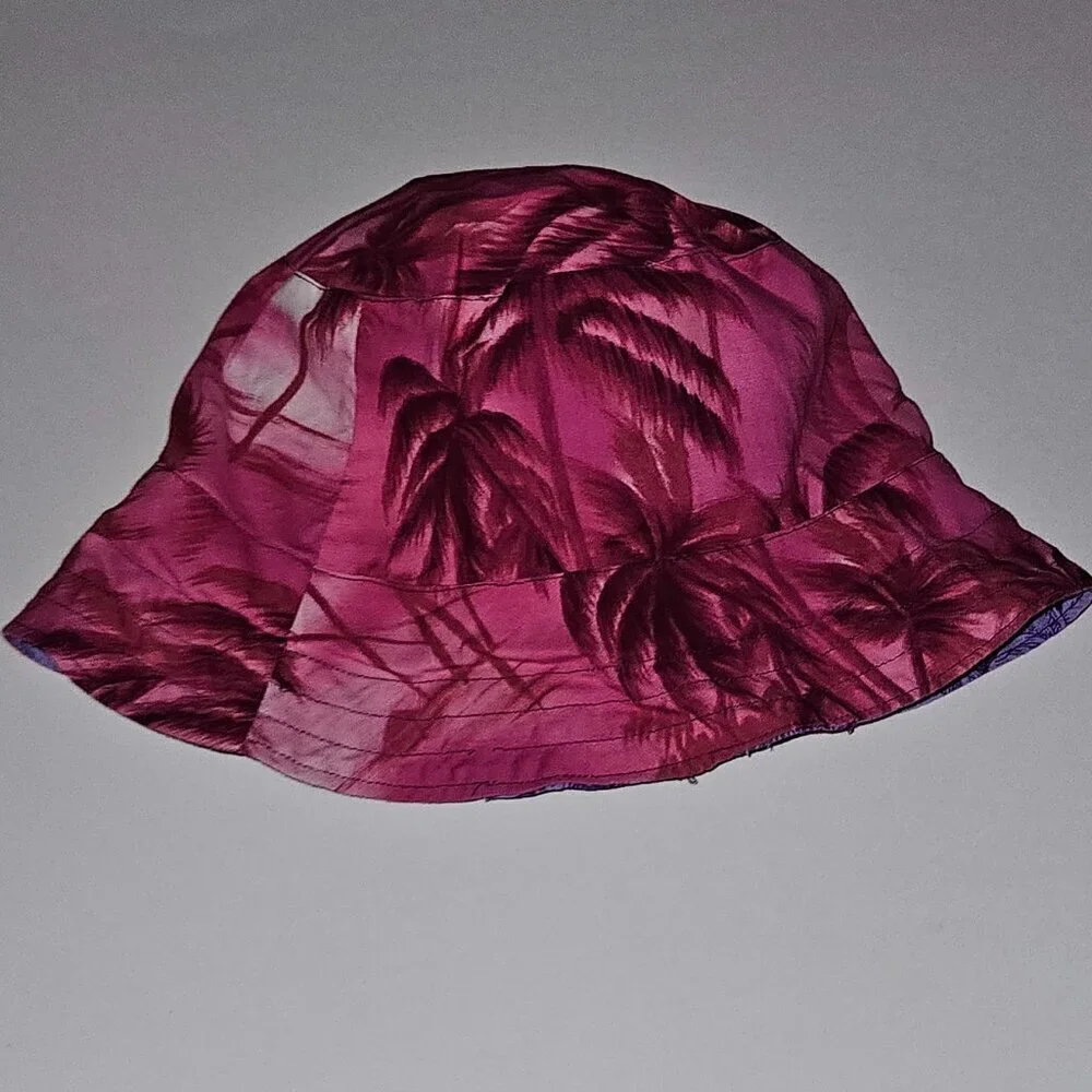 1 Reversible Pink Purple Tropical Bucket Hat Toddler One Size Vacation Beach